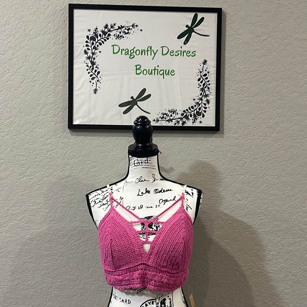Madden NYC Pink & Floral Halter Top Size Large (Junior 11/13) Cotton Bra